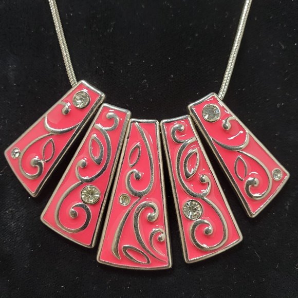 Christopher & Banks silver chain and pink metal piano bar necklace - Picture 2 of 6